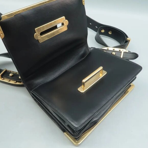 100% Authentic Prada Cahier Black Leather Shoulder Bag 1008-082224 - Picture 7 of 12